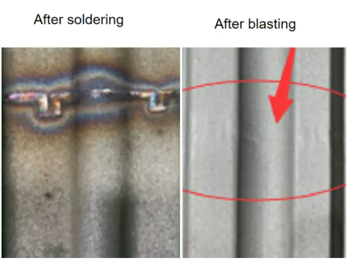 Comparison of metal 3D printed parts after soldering and blasting