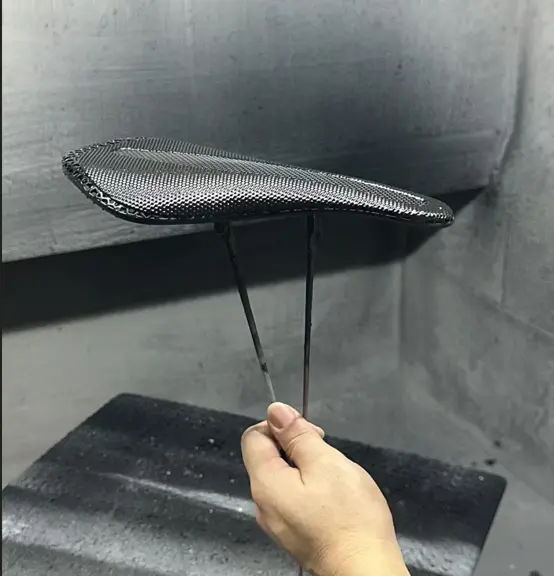 Color coating applied to a DLP 3D printed TPU bike saddle