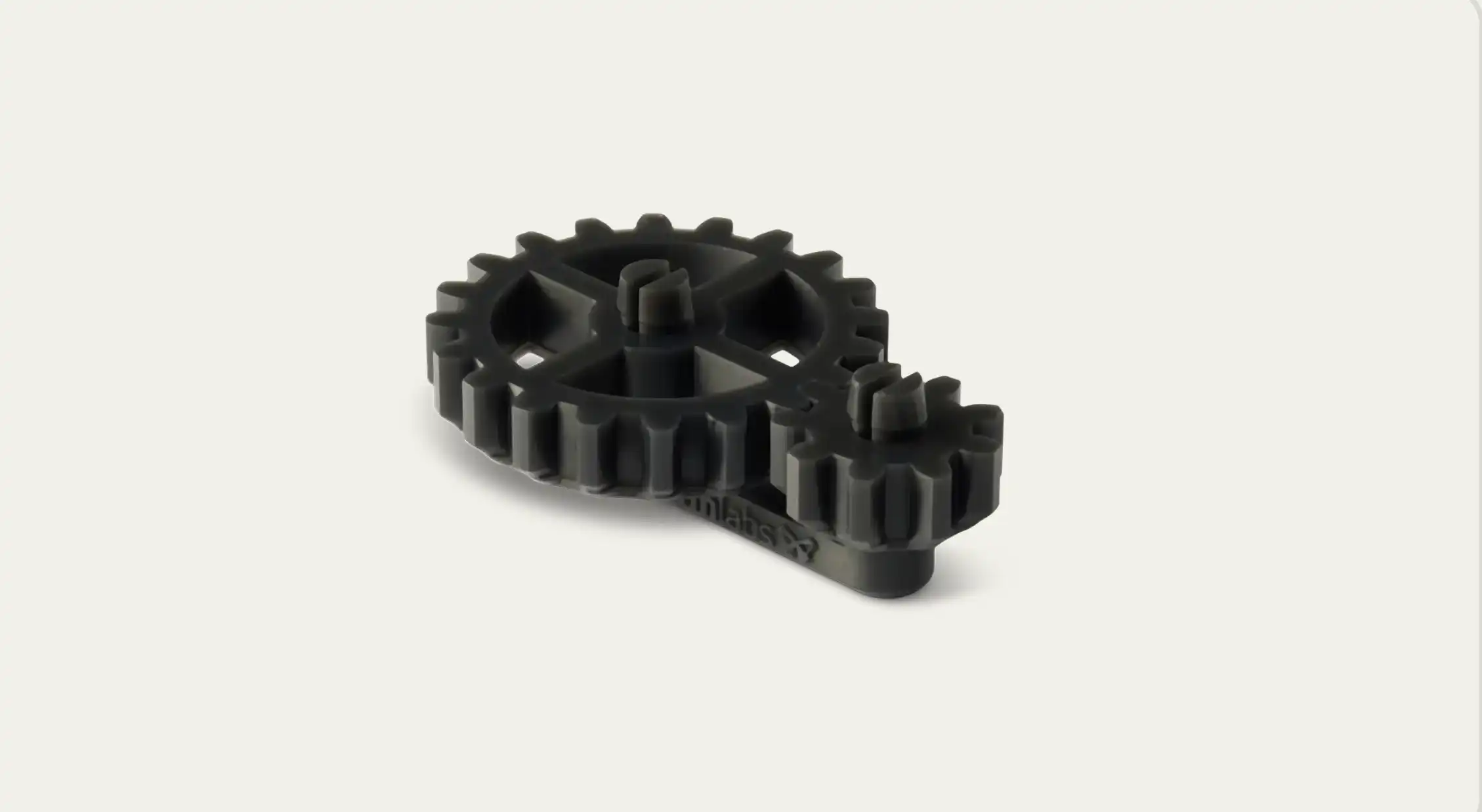 Formlabs Tough 1000 gear assembly with two interlocking gears