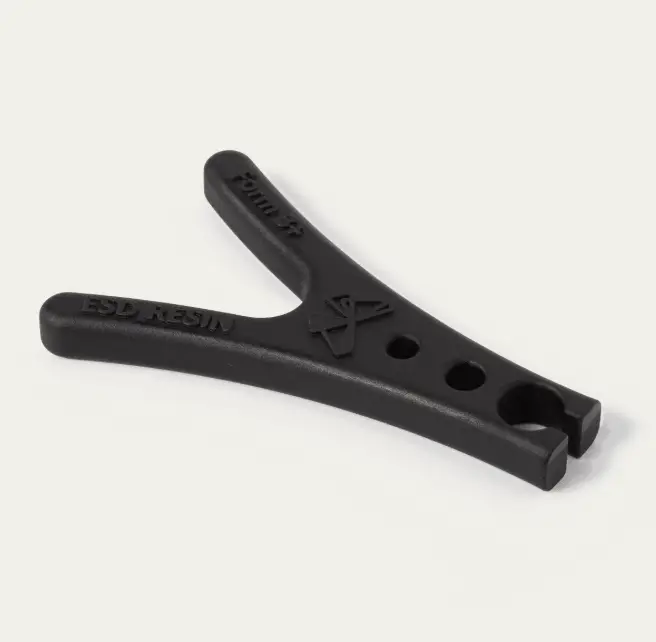 Black 3D printed fixture made with Formlabs ESD Resin