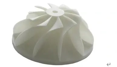 White ABS 3D printed impeller with curved radial blades